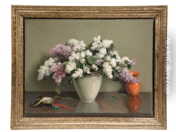 Still Life With Hydrangeas Oil Painting - Edouard Masson