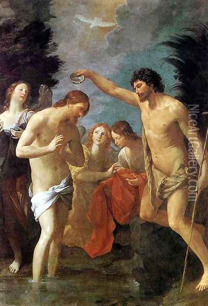 Baptism of Christ c. 1623 Oil Painting - Guido Reni