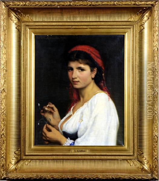Portrait De Femme Oil Painting - Alfred Guillou