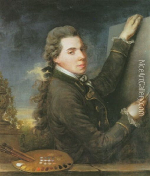 Self-portrait Of The Artist At The Age Of Twenty-two Oil Painting - Nicolas Louis Albert de LaRiva