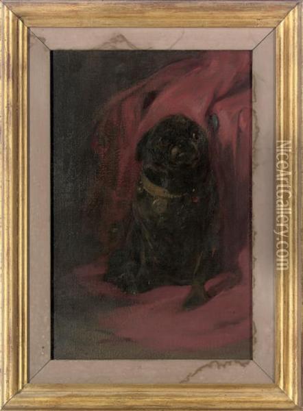 Black Pug Oil Painting - Robert L. Alexander