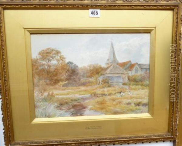 Bury Church Oil Painting - Wilmot Clifford Pilsbury