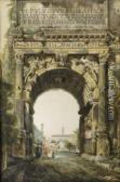 Vue D'un Arc De Triomphe Oil Painting - Abraham Louis R. Ducros