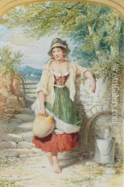 The Young Milkmaid Oil Painting - Henry, Hobson Snr.