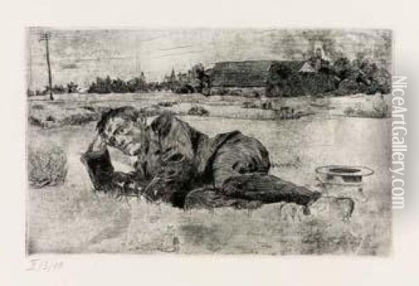 Uomo Sdraiato Oil Painting - Umberto Boccioni