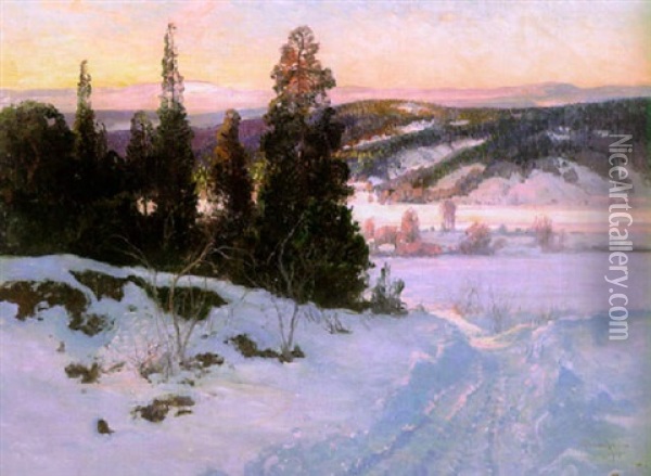 Talvipaiva Vuoristossa Oil Painting - Carl Brandt