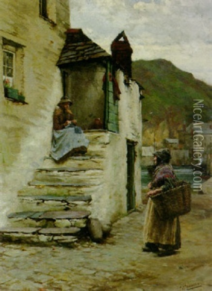 At Polperro, Cornwall Oil Painting - Walter Langley