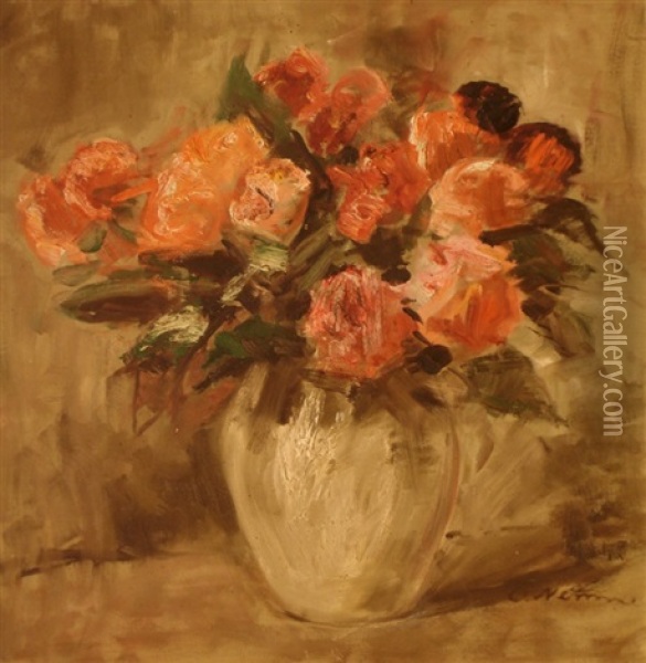 Roses Oil Painting - Otomars Nemme