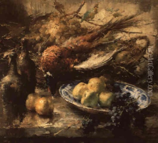 Nature Morte Aux Fruits Et Au Faisan Oil Painting - Frans Mortelmans
