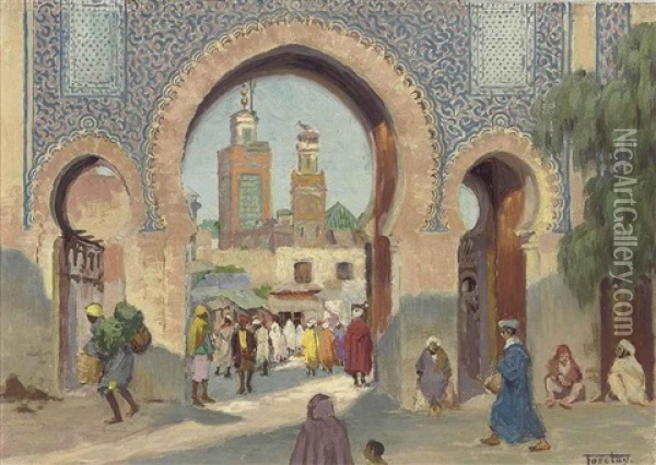 Bab Bougeloud, Fez Oil Painting - Alfred Jean Foretay