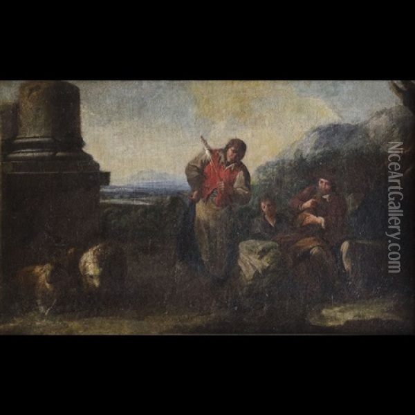 Figure Di Pastori Con Rovine Oil Painting - Karel Dujardin