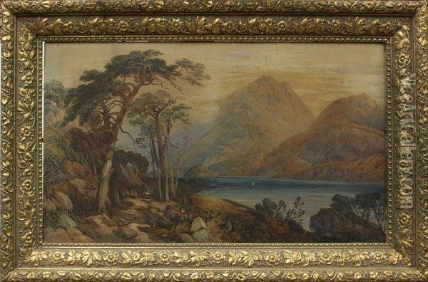 Figures In Anextensive Landscape Oil Painting - Anthony Vandyke Copley Fielding