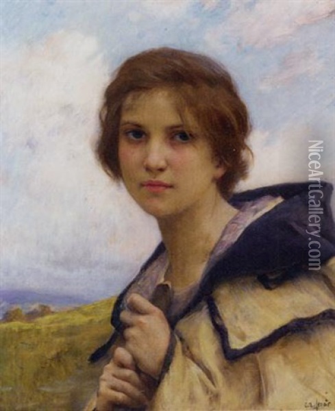 Jeune Fille A La Rose Oil Painting - Charles Amable Lenoir
