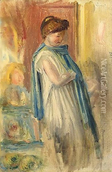 Jeune Femme Debout Oil Painting - Pierre Auguste Renoir