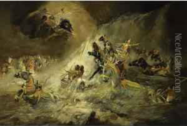 Mozes Crossing Of The Red Sea Oil Painting - Johannes Hendrikus Jurres