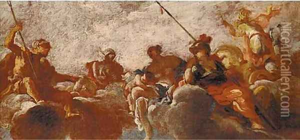 An Assembly of the Gods a sketch for a ceiling decoration Oil Painting - Carlo Innocenzo Carloni