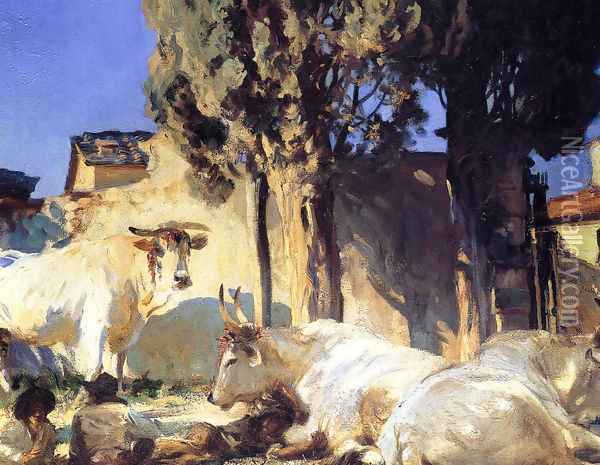 Oxen Resting Oil Painting - John Singer Sargent