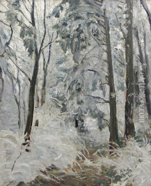 Verschneiter Waldweg Oil Painting - Max Slevogt
