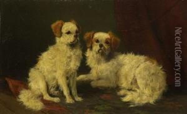 Zwei Hundchen. Oil Painting - Carl Friedrich Deiker