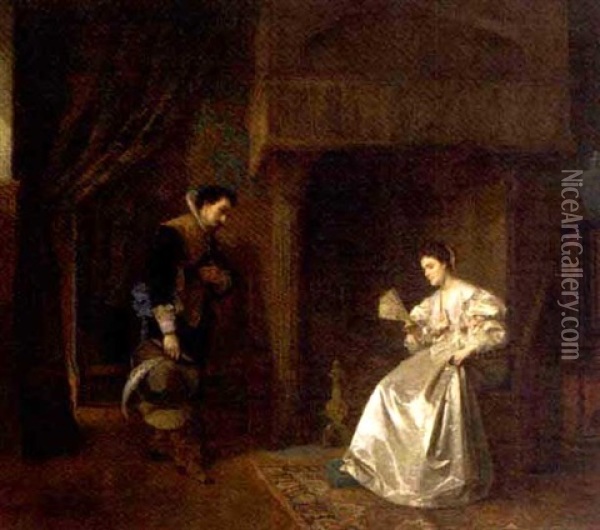 The Proposal Oil Painting - Agneta (Agnes) Boerjesson