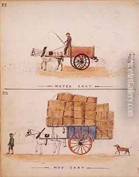 The Water Cart and the Hay Cart Oil Painting - William Francis Freelove