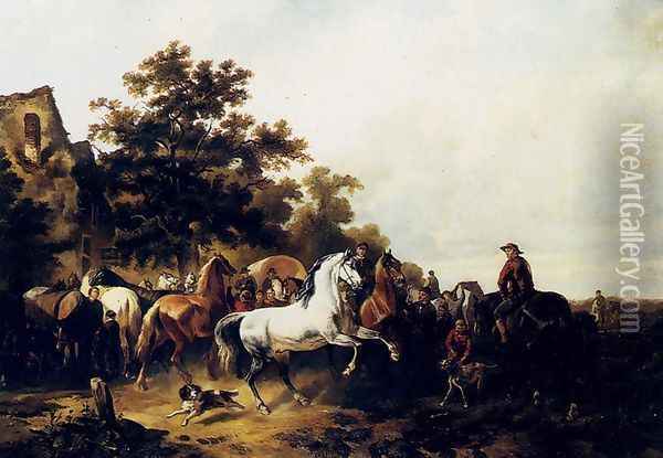 The Horse Fair Oil Painting - Wouterus Verschuur