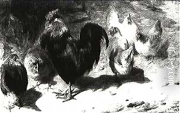 Chickens Oil Painting - Frans De Beul