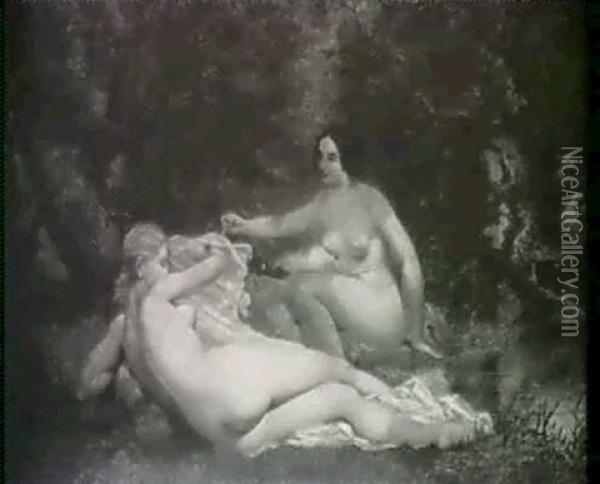 Muses Near A Stream Oil Painting - William Etty