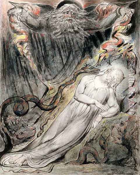 Christ's troubled sleep from Milton's 'Paradise Regained', Book IV lines 401-25, c.1816-18 Oil Painting - William Blake