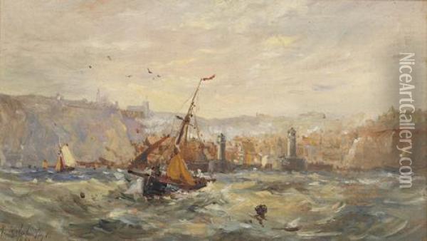 Whitby From The Sea Oil Painting - Robert Malcolm Lloyd