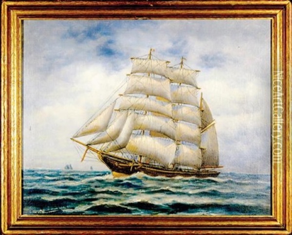 Ship At Sea Oil Painting - Edward F. D. Pritchard