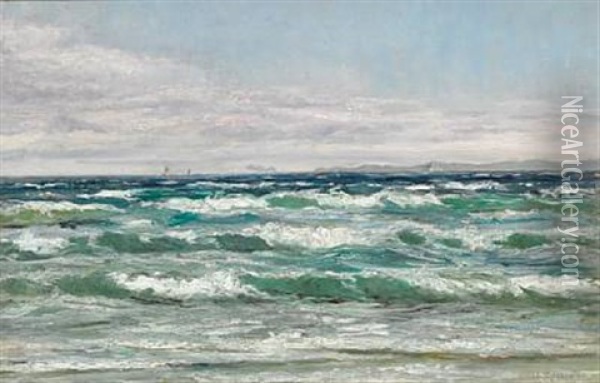 The Sea Off The Coast Of Hornbaek Oil Painting - Carl Ludvig Thilson Locher