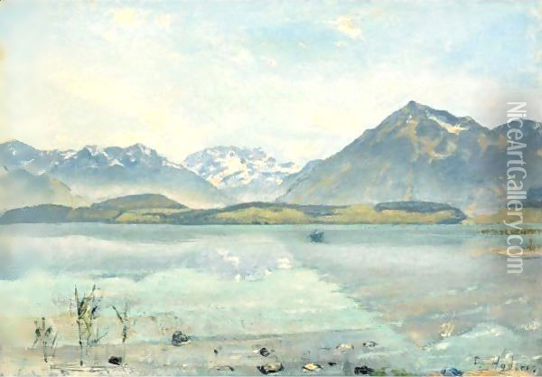 Lake Thun With Bluemlisalp And Niesen Oil Painting - Ferdinand Hodler
