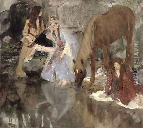 Mademoiselle Fiocre in the ballet 'La Source' Oil Painting - Edgar Degas