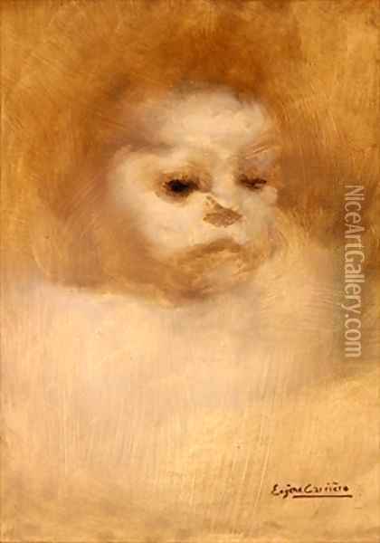 Head of a Child Study for La Grande Soeur Oil Painting - Eugene Carriere