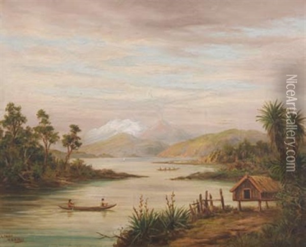 Lake Taupo Oil Painting - William George Baker