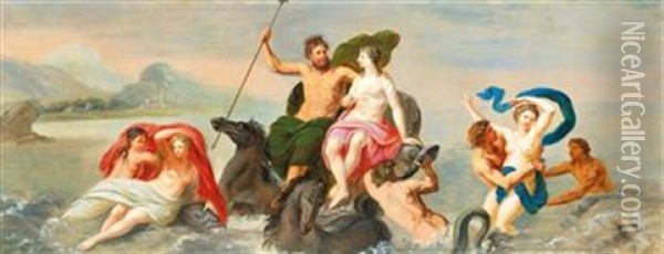 Neptune And Amphitrite Oil Painting - Michelangelo Maestri