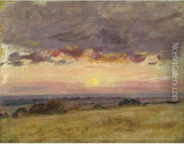 Summer Evening With Storm Clouds Oil Painting - John Constable