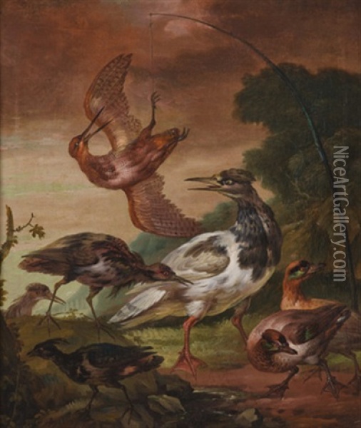 Aves En Un Paisaje Oil Painting - Jan Griffier the Elder