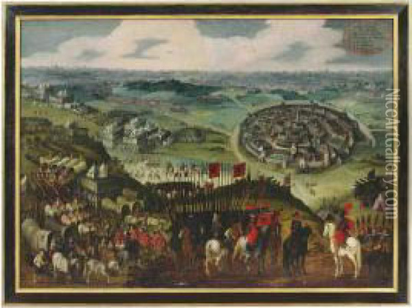 The Siege Of Aachen Inscribed With A Key Oil Painting - Pieter Snayers