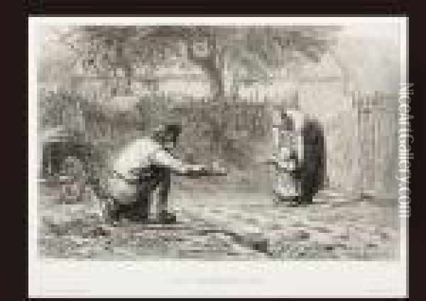 First Step Oil Painting - Jean-Francois Millet