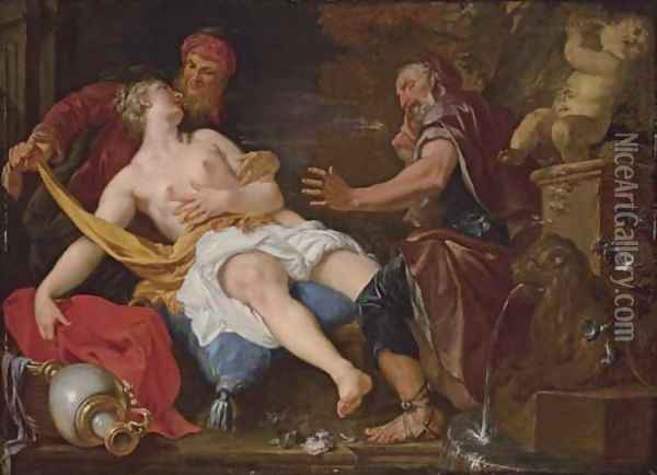 Susanna and the Elders Oil Painting - Johann Karl Loth