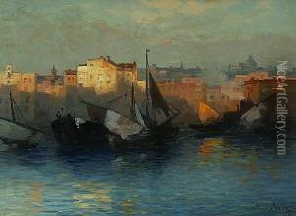 In Der Lagune Vor
 Venedig. Oil Painting - Jacob Gehrig