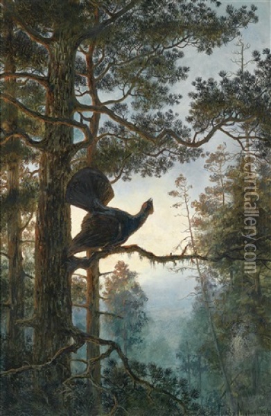 Herbst - Der Auerhahn Oil Painting - Vladimir Leodinovitch (Comte de) Muravioff