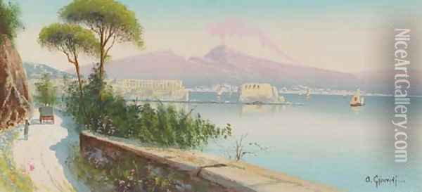 The Bay of Naples, Italy Oil Painting - Neapolitan School