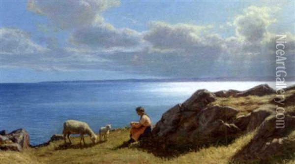 Sol Paa Havet. Bornholm Oil Painting - Niels Frederik Schiottz-Jensen