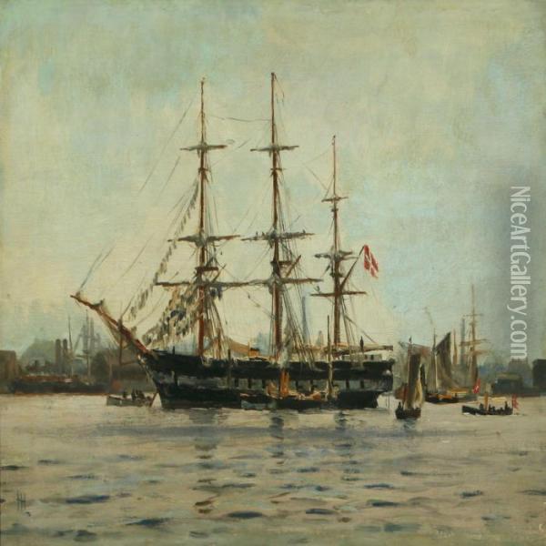 Fregatten Jylland Oil Painting - Holger Peter Svane Lubbers
