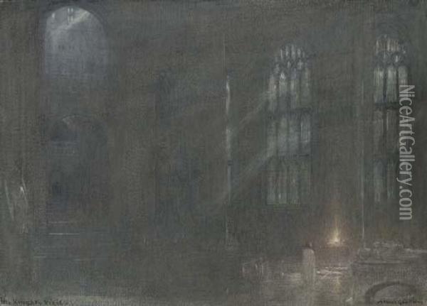 The Knight's Vigil Oil Painting - Albert Goodwin