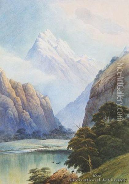 Mountain Scene, Southland Oil Painting - John Barr Clarke Hoyte