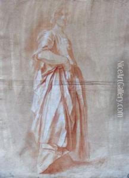 Femme En Pied Vue De Profil Oil Painting - Louis Rolland Trinquesse